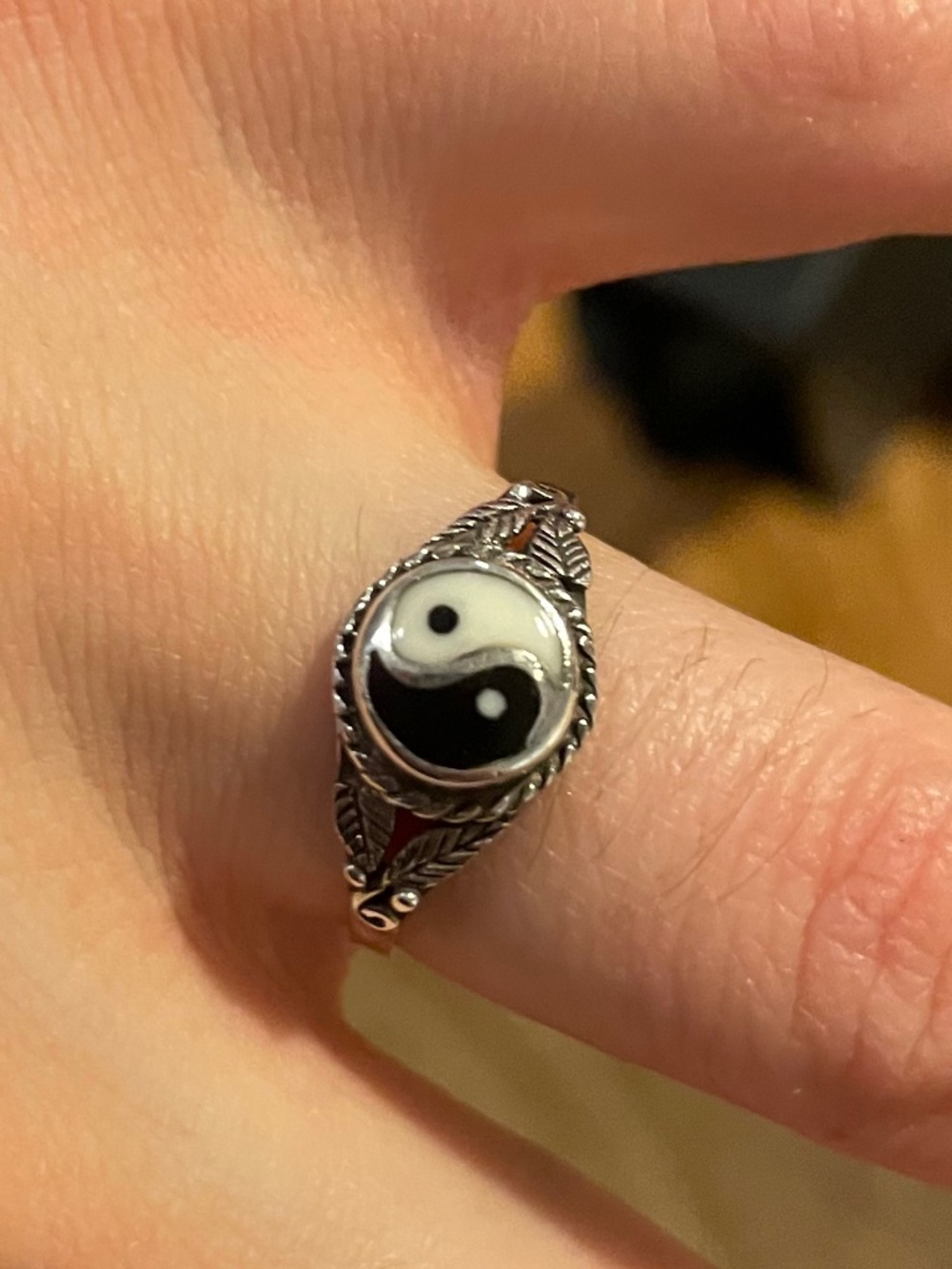 Yin Yang sterling silver ring